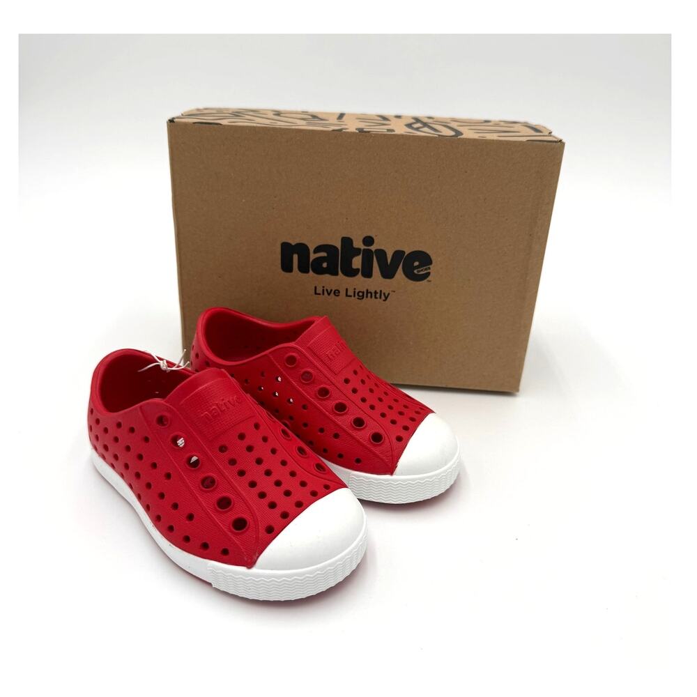 NEW Native Jefferson Child Shoes - Torch Red/Shell White - c6 (toddler 6)